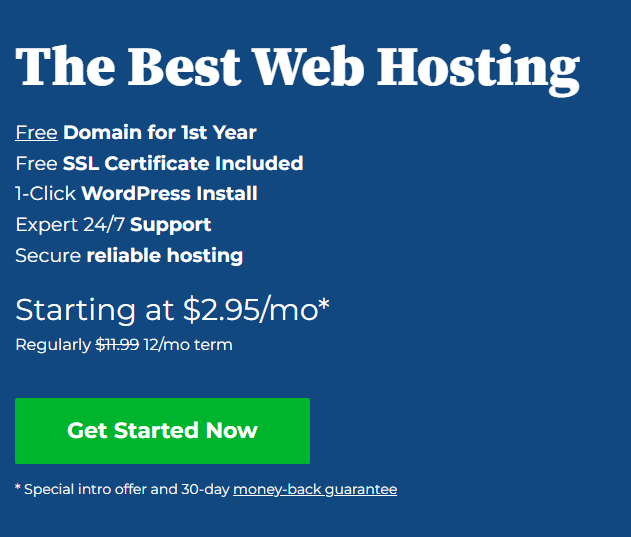The Best Web Hosting Free Domain for 1st Year Free SSL Certificate Included 1-Click WordPress Install Expert 24/7 Support Secure reliable hosting